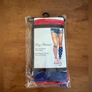 Stars & Strips Knee High Socks -Red, White & Blue